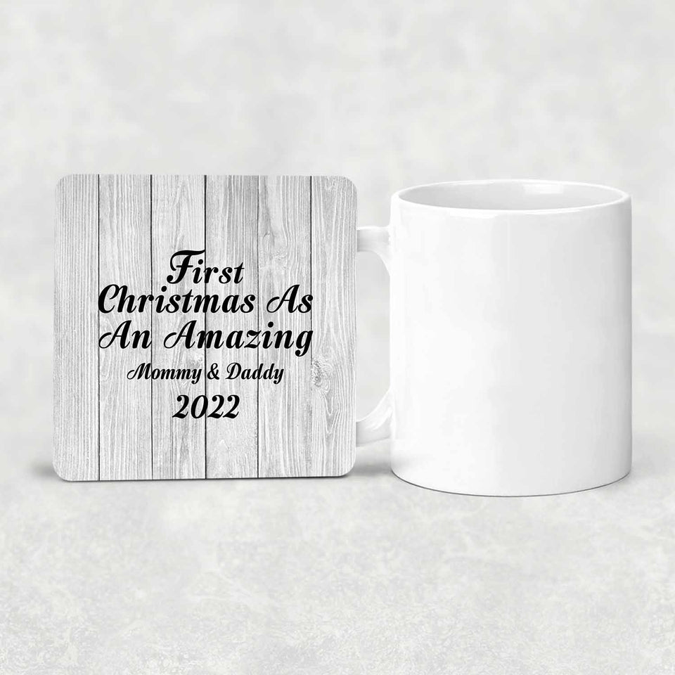 First Christmas As An Amazing Mommy & Daddy 2022 - Drink Coaster F