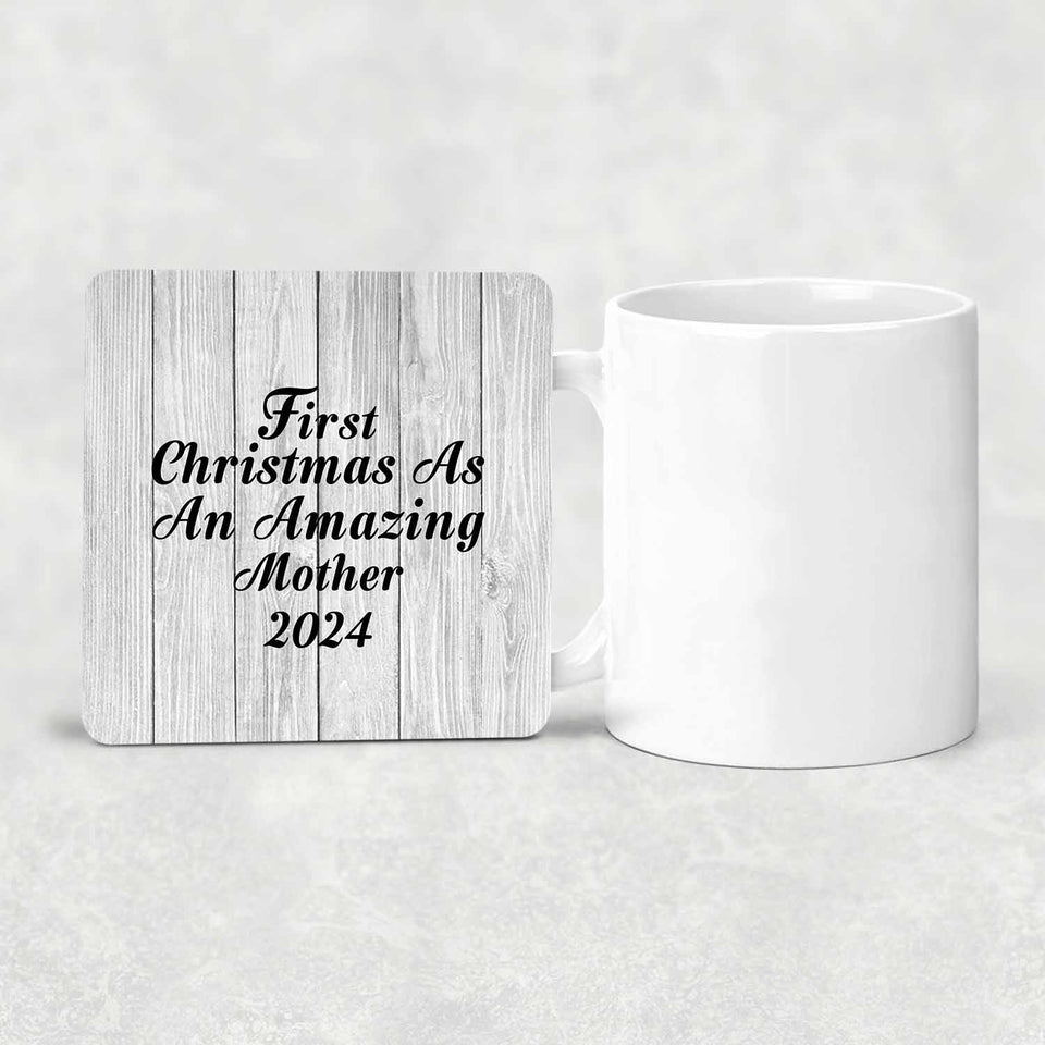First Christmas As An Amazing Mother 2024 - Drink Coaster F