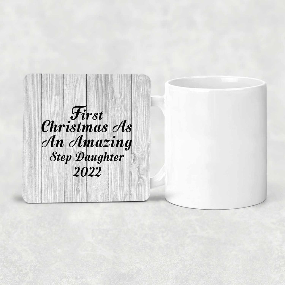 First Christmas As An Amazing Step Daughter 2022 - Drink Coaster F