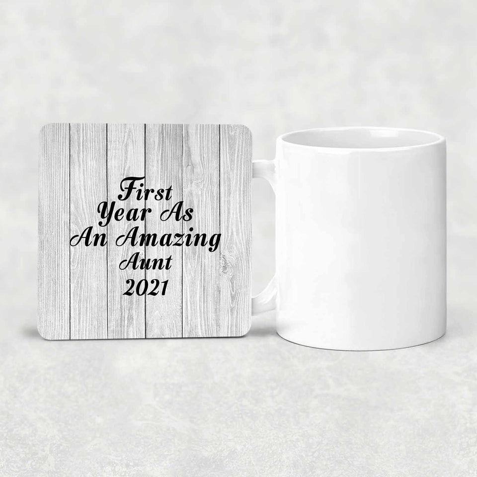 First Year As An Amazing Aunt 2021 - Drink Coaster F