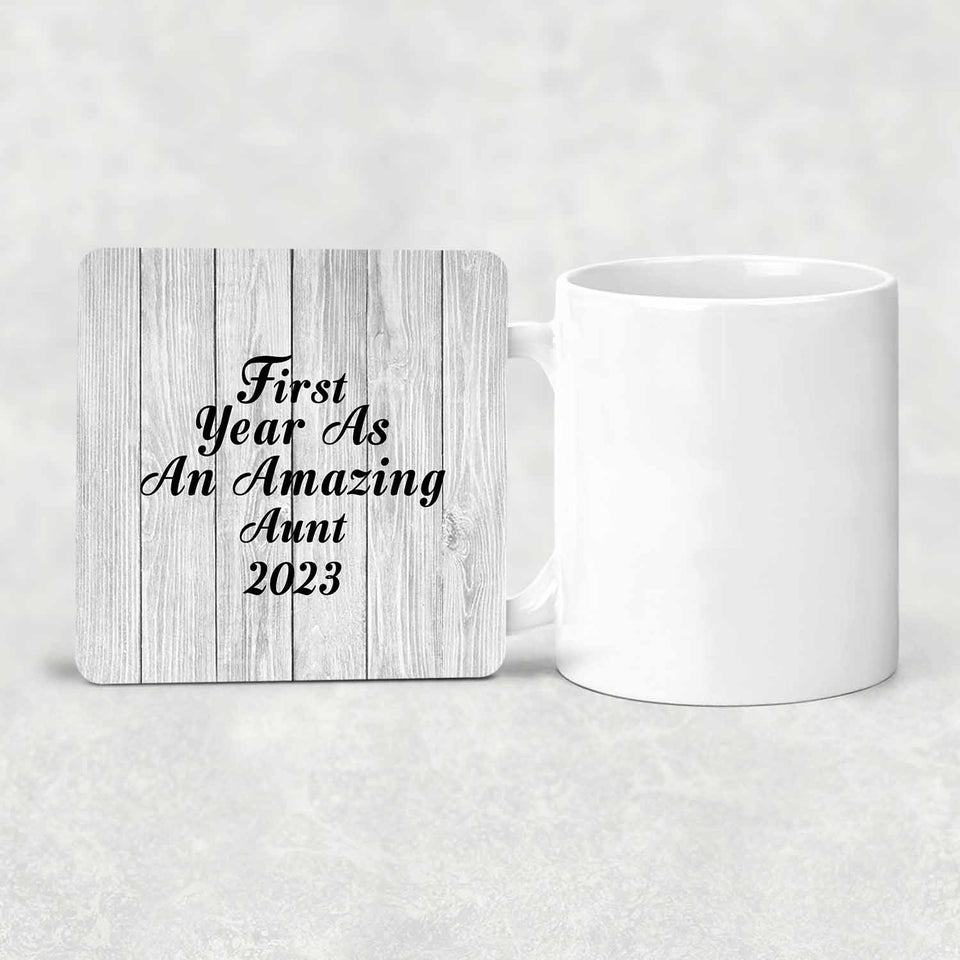 First Year As An Amazing Aunt 2023 - Drink Coaster F