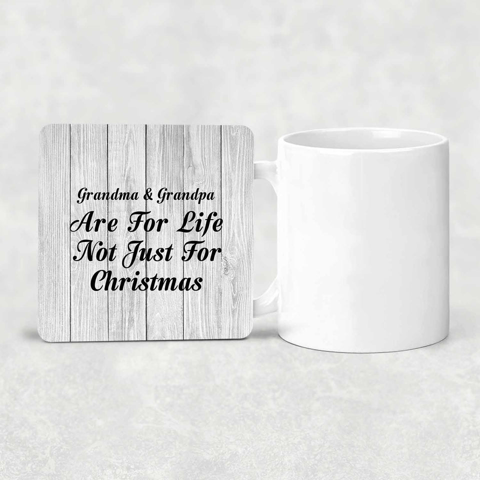Grandma & Grandpa Are For Life Not Just For Christmas - Drink Coaster F