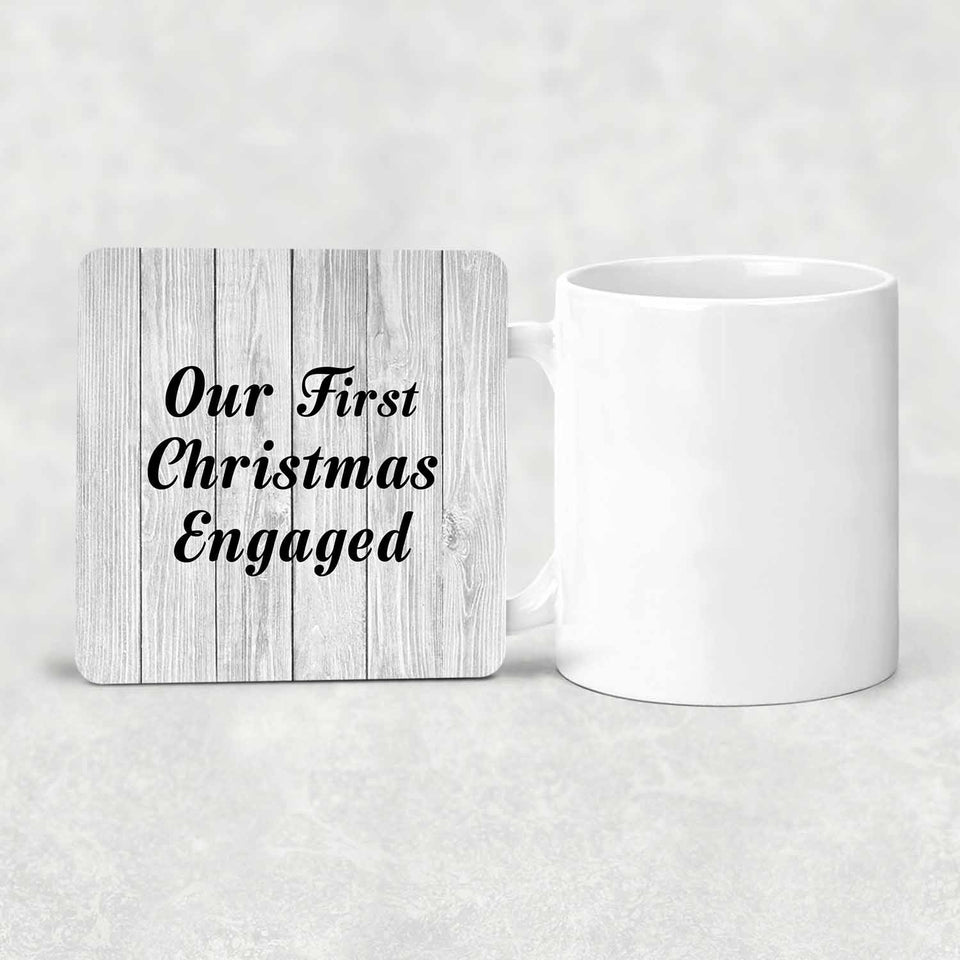 Our First Christmas Engaged - Drink Coaster F