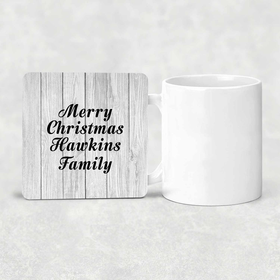 Merry Christmas Hawkins Family - Drink Coaster F