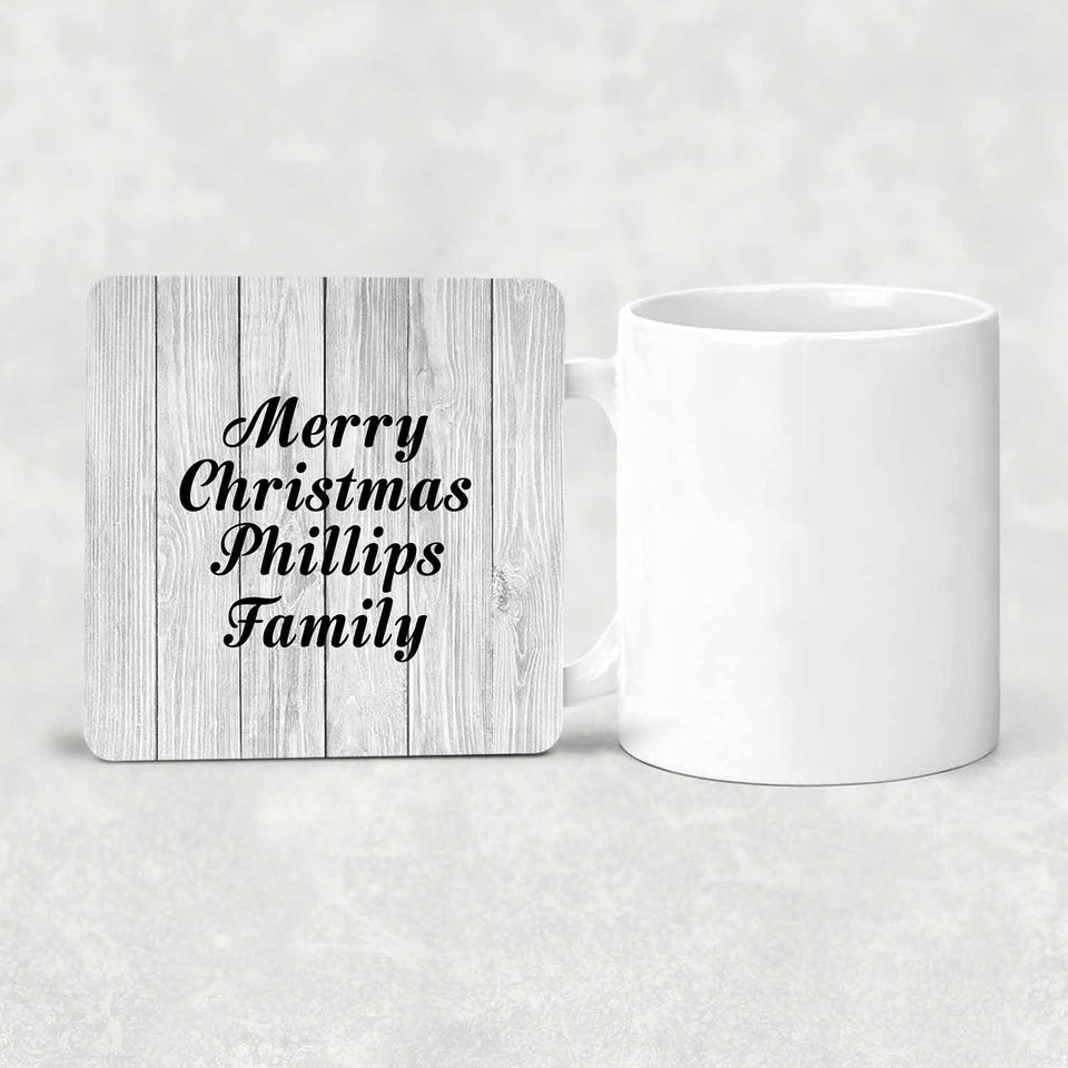 Merry Christmas Phillips Family - Drink Coaster F