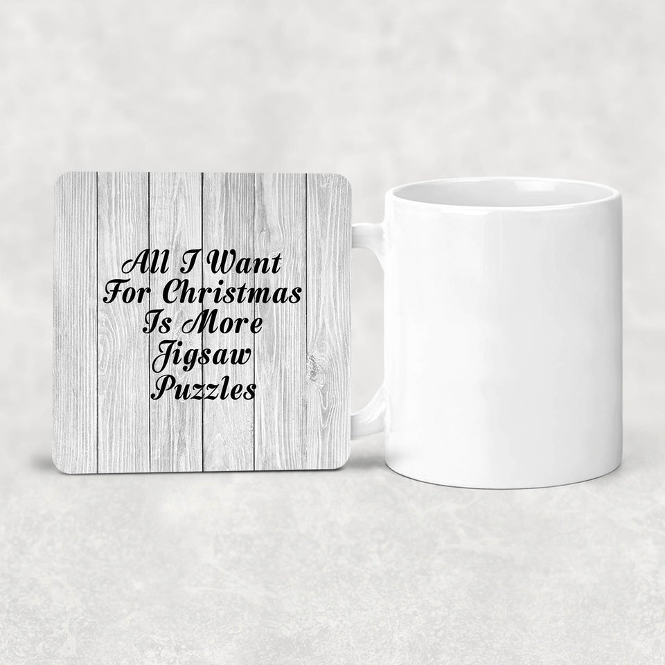 All I Want For Christmas Is More Jigsaw Puzzles - Drink Coaster F