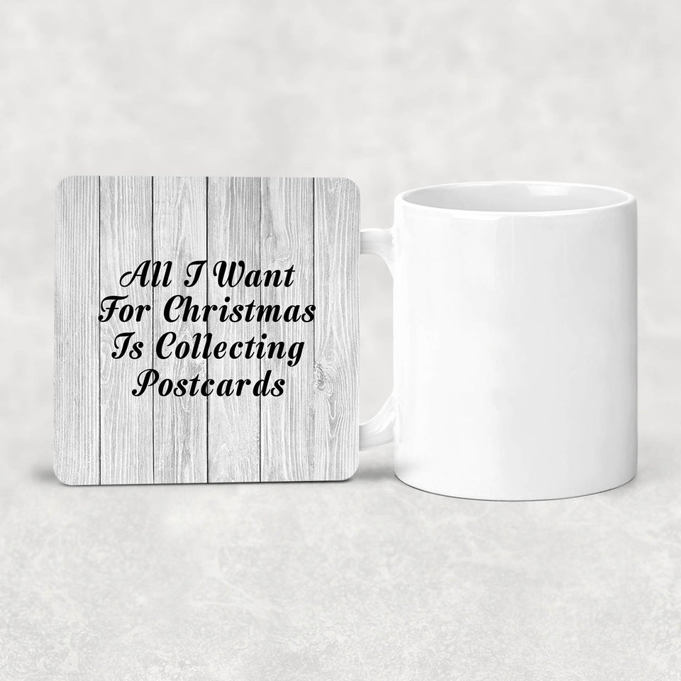 All I Want For Christmas Is Collecting Postcards - Drink Coaster F