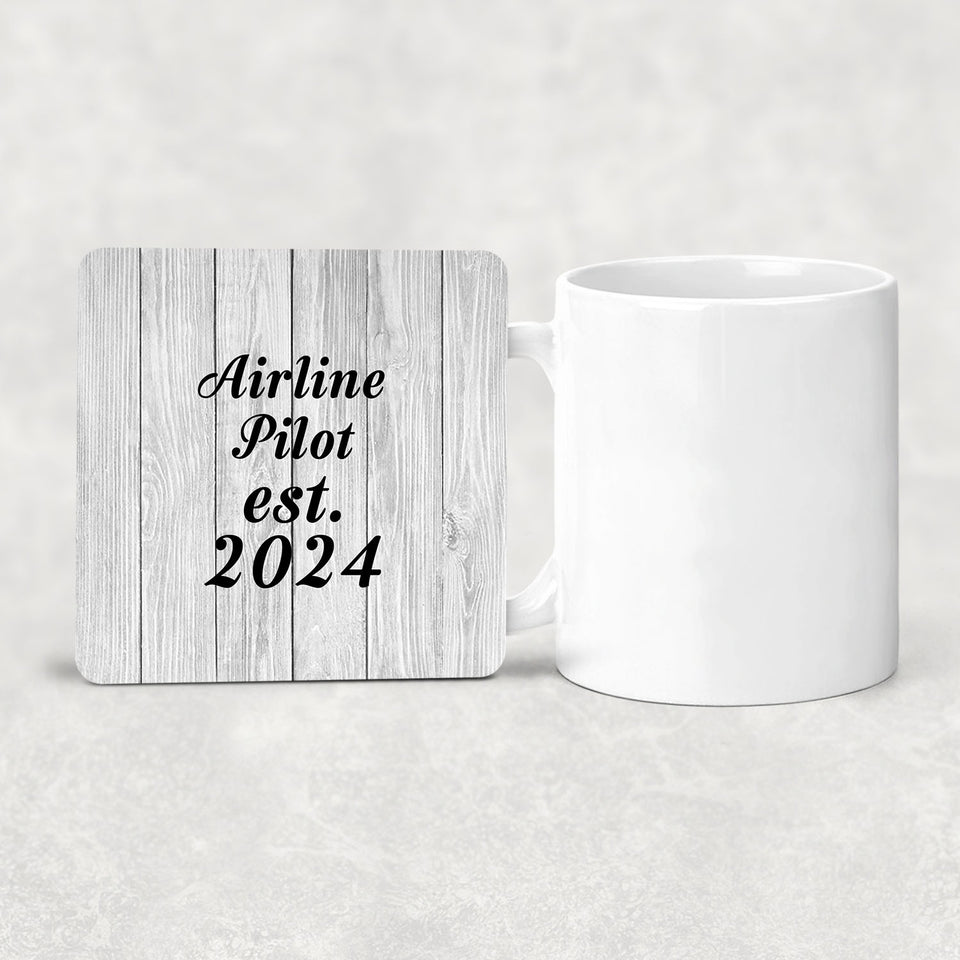 Airline Pilot Established Est. 2024 - Drink Coaster F
