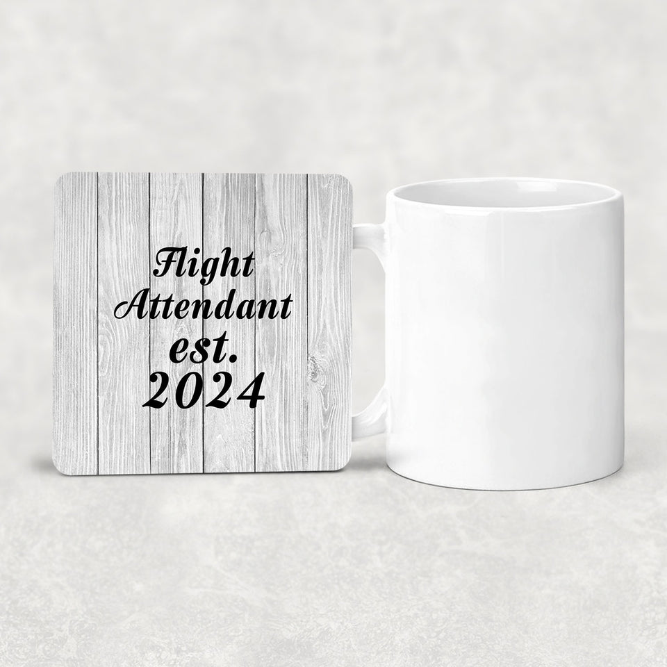 Flight Attendant Established Est. 2024 - Drink Coaster F