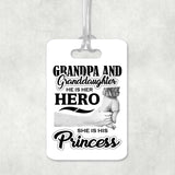 Grandpa & Granddaughter, He is Her Hero, She is His Princess - Luggage Bag Tag