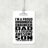 Proud Environmental Engineer Dad Of Awesome Son - Luggage Bag Tag