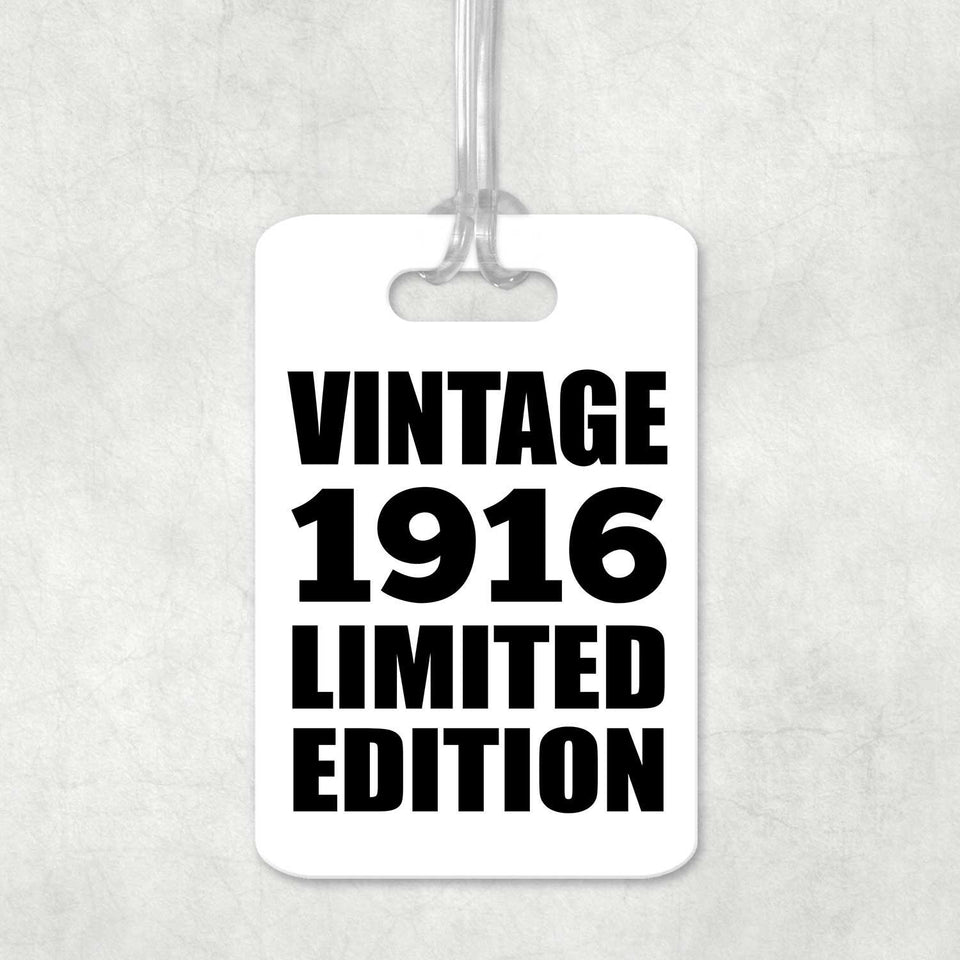108th Birthday Vintage 1916 Limited Edition - Luggage Bag Tag