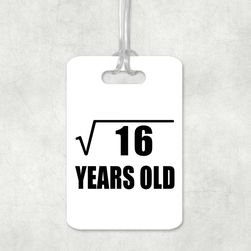 4th Birthday Square Root of 16 Years Old - Luggage Bag Tag