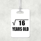 4th Birthday Square Root of 16 Years Old - Luggage Bag Tag