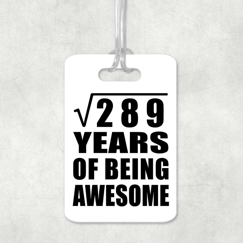 17th Birthday Square Root of 289 Years of Being Awesome - Luggage Bag Tag