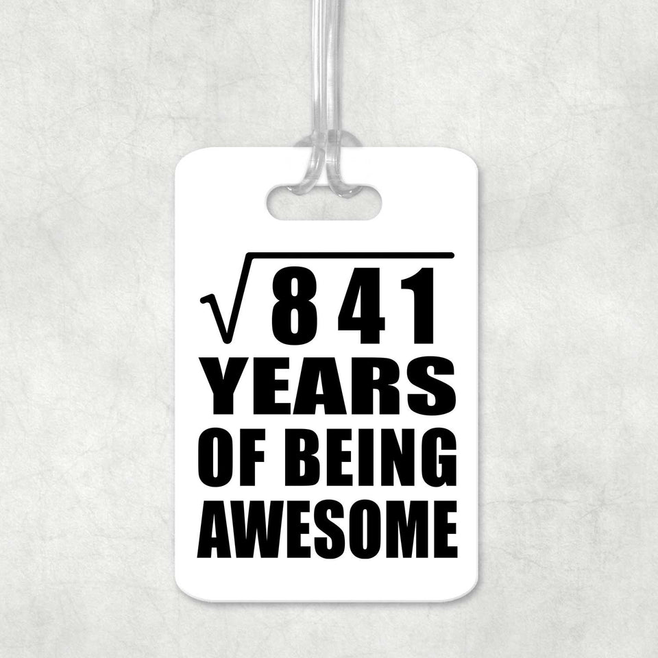 29th Birthday Square Root of 841 Years of Being Awesome - Luggage Bag Tag