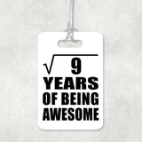 3rd Birthday Square Root of 9 Years of Being Awesome - Luggage Bag Tag