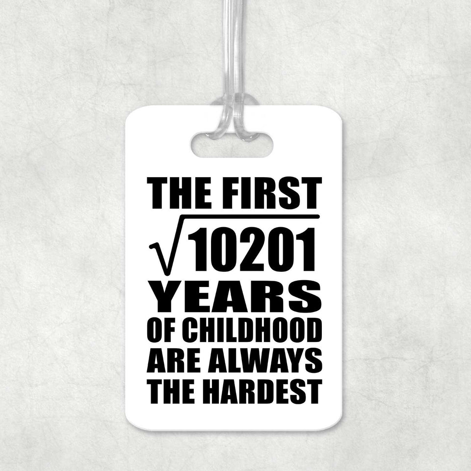101st Birthday Square Root of 10201 Years of Childhood - Luggage Bag Tag