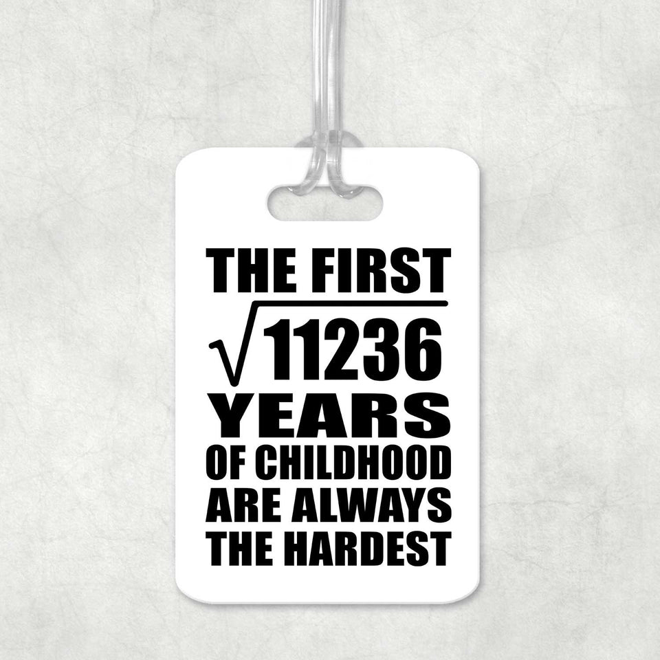 106th Birthday Square Root of 11236 Years of Childhood - Luggage Bag Tag