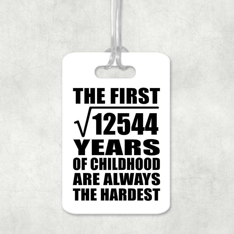 112th Birthday Square Root of 12544 Years of Childhood - Luggage Bag Tag