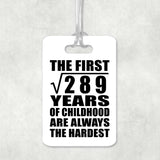 17th Birthday Square Root of 289 Years of Childhood - Luggage Bag Tag