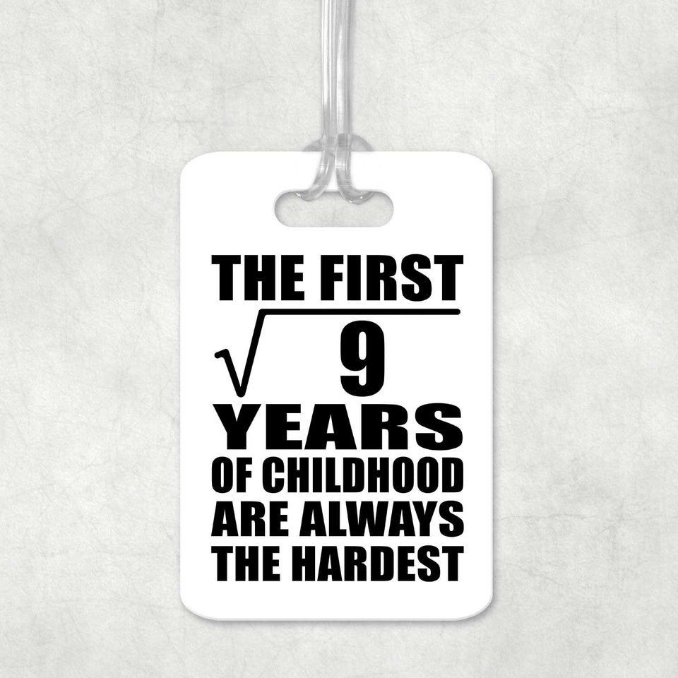 3rd Birthday Square Root of 9 Years of Childhood - Luggage Bag Tag