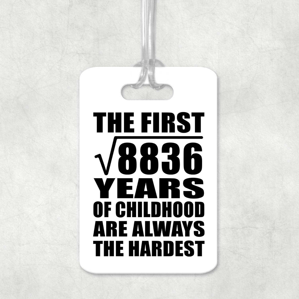 94th Birthday Square Root of 8836 Years of Childhood - Luggage Bag Tag