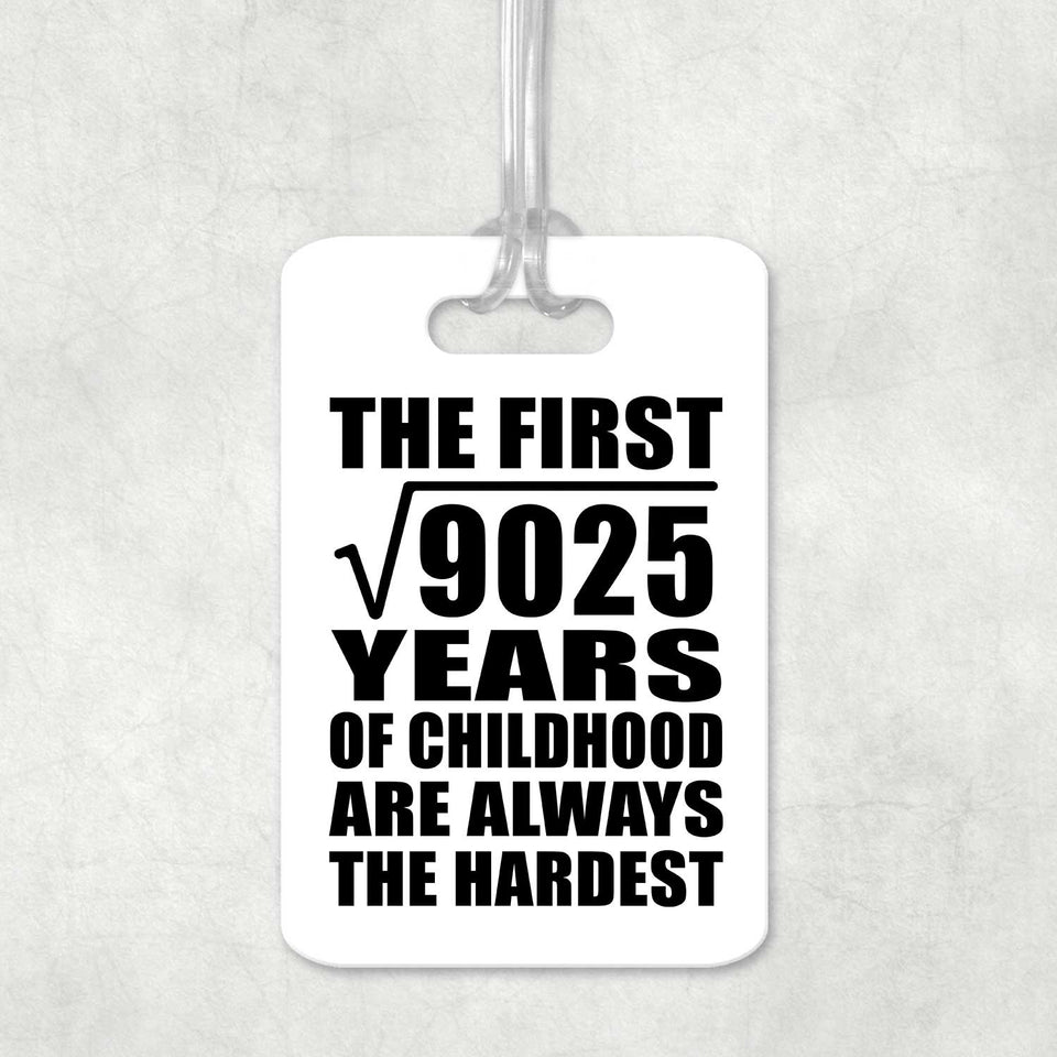 95th Birthday Square Root of 9025 Years of Childhood - Luggage Bag Tag