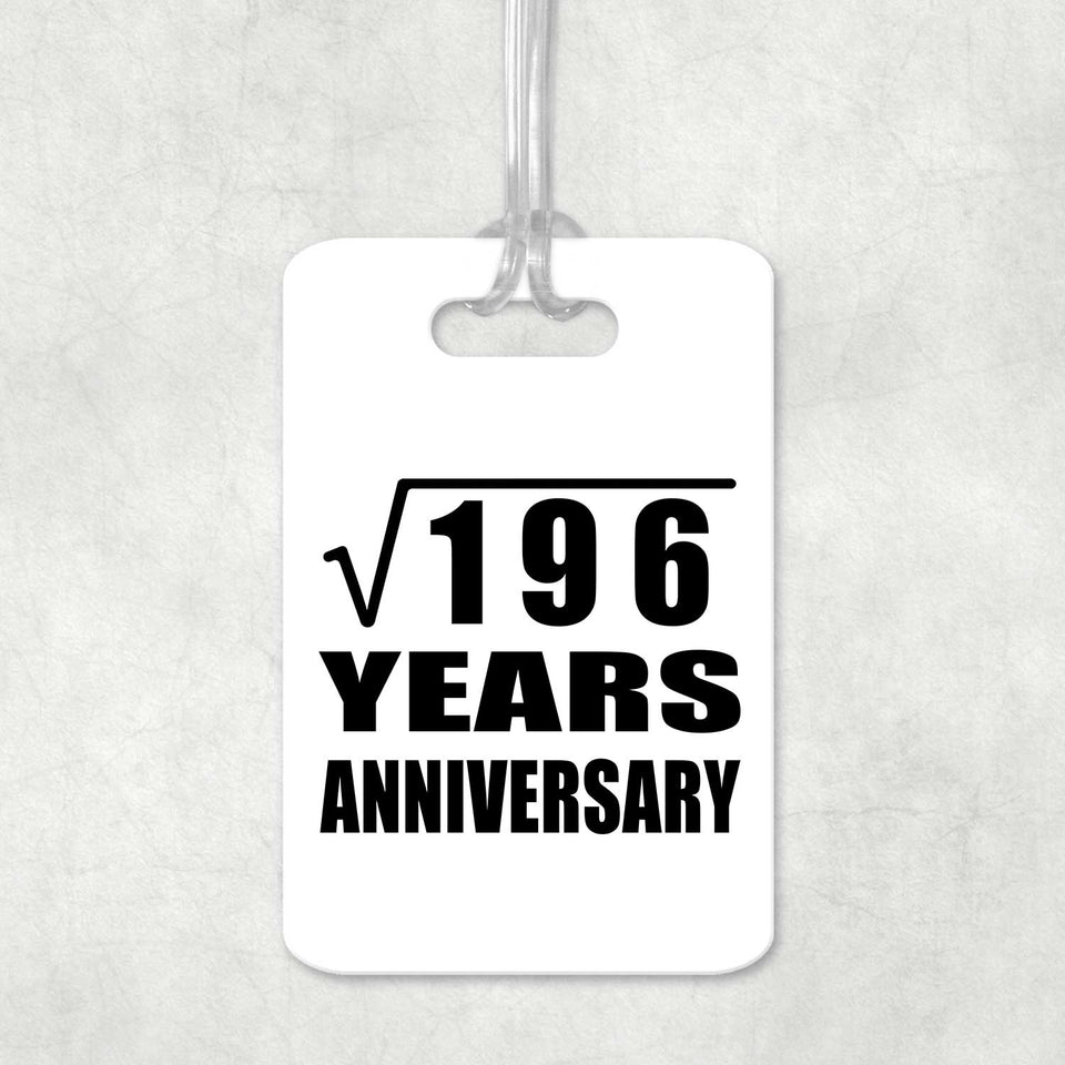 14th Anniversary Square Root of 196 Years Anniversary - Luggage Bag Tag
