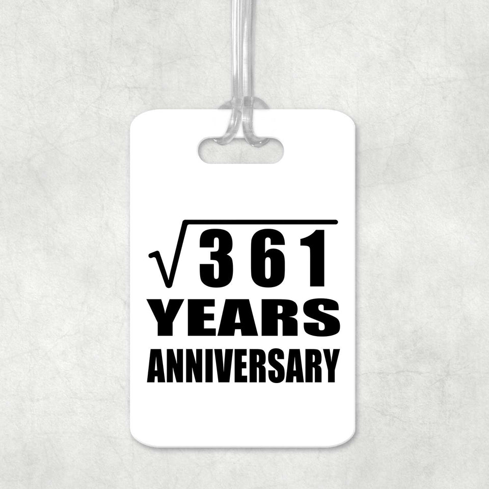 19th Anniversary Square Root of 361 Years Anniversary - Luggage Bag Tag