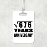26th Anniversary Square Root of 676 Years Anniversary - Luggage Bag Tag