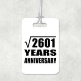 51st Anniversary Square Root of 2601 Years Anniversary - Luggage Bag Tag