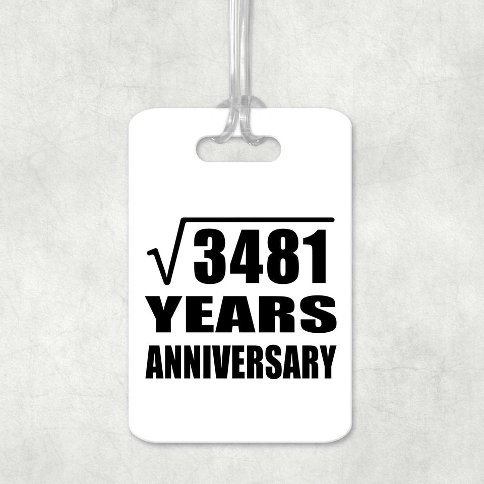 59th Anniversary Square Root of 3481 Years Anniversary - Luggage Bag Tag