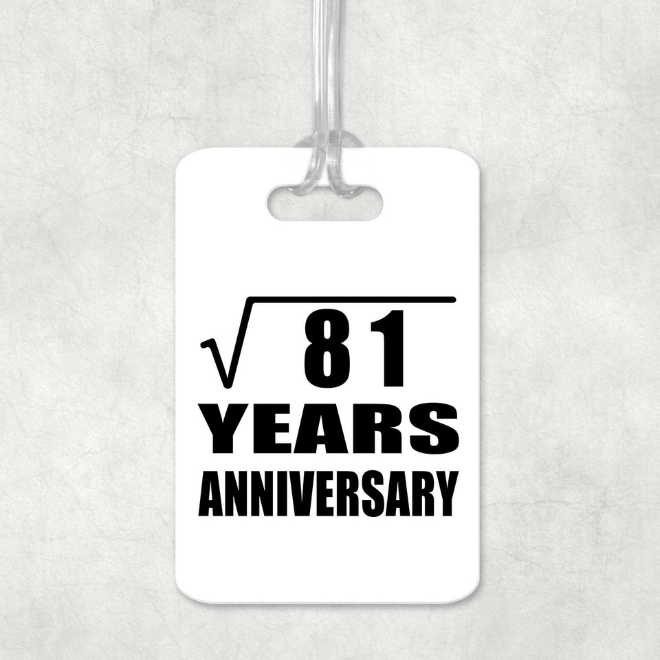 9th Anniversary Square Root of 81 Years Anniversary - Luggage Bag Tag