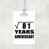 9th Anniversary Square Root of 81 Years Anniversary - Luggage Bag Tag