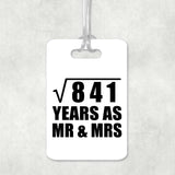 29th Anniversary Square Root of 841 Years As Mr & Mrs - Luggage Bag Tag