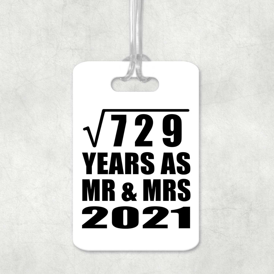 27th Anniversary Square Root of 729 Years As Mr & Mrs 2021 - Luggage Bag Tag