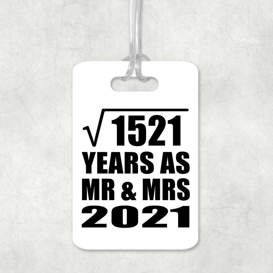 39th Anniversary Square Root of 1521 Years As Mr & Mrs 2021 - Luggage Bag Tag