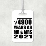 70th Anniversary Square Root of 4900 Years As Mr & Mrs 2021 - Luggage Bag Tag
