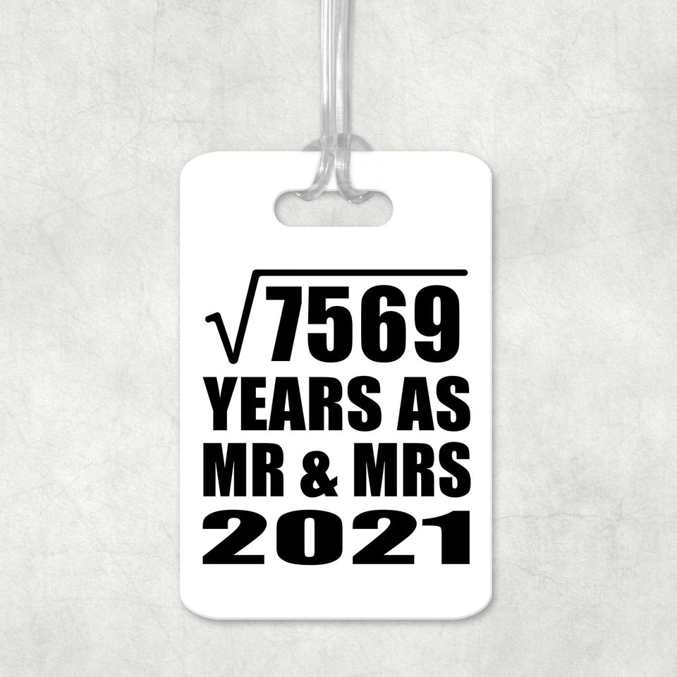 87th Anniversary Square Root of 7569 Years As Mr & Mrs 2021 - Luggage Bag Tag