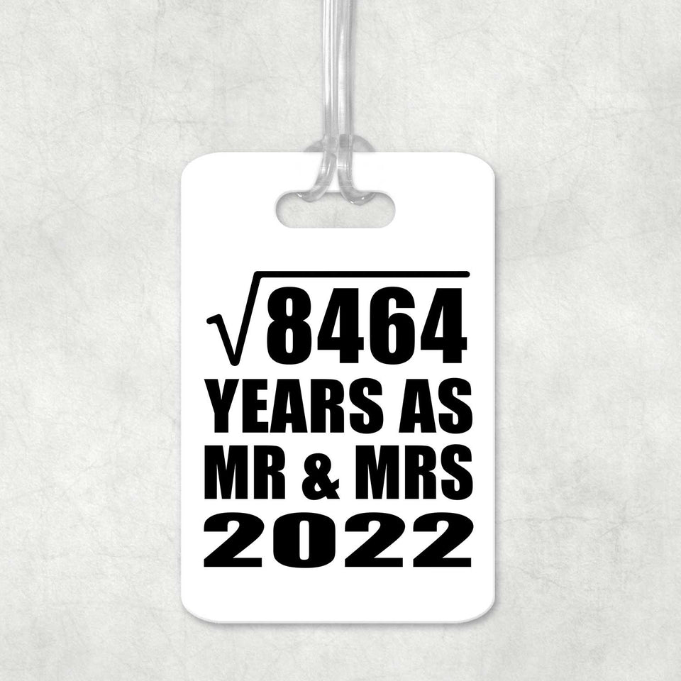 92nd Anniversary Square Root of 8464 Years As Mr & Mrs 2022 - Luggage Bag Tag