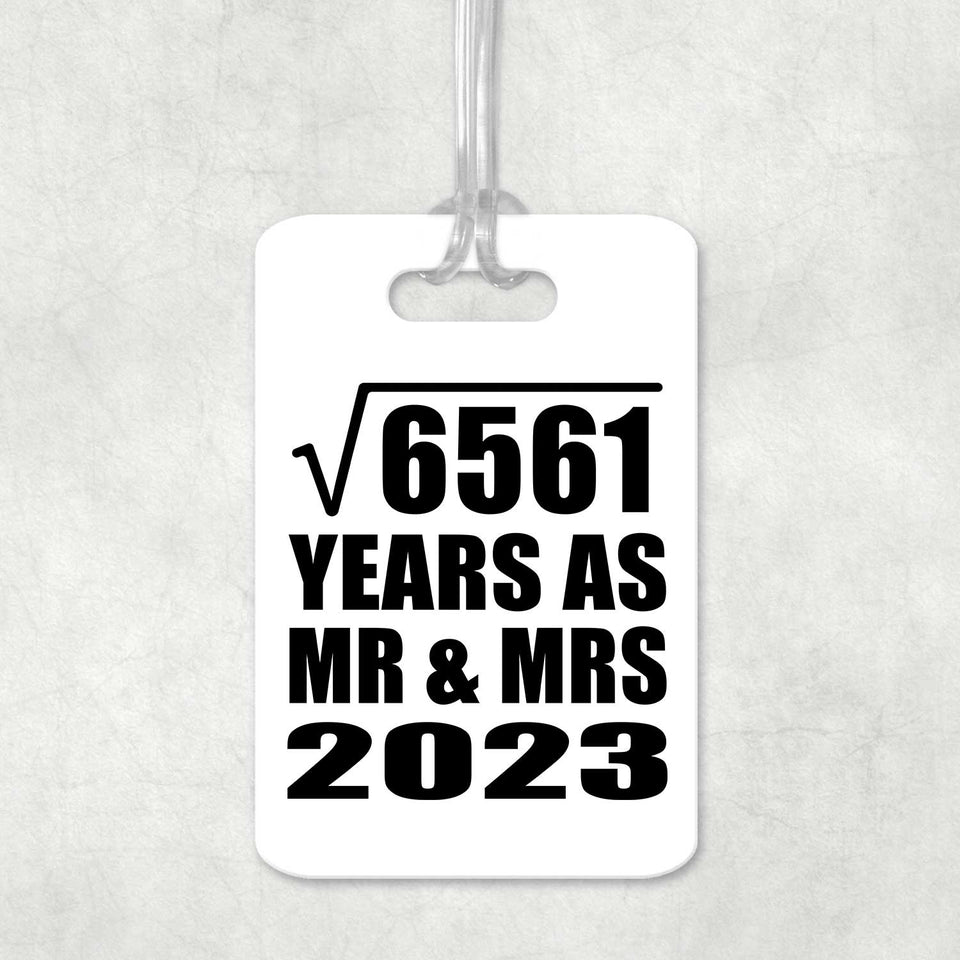 81st Anniversary Square Root of 6561 Years As Mr & Mrs 2023 - Luggage Bag Tag