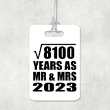 90th Anniversary Square Root of 8100 Years As Mr & Mrs 2023 - Luggage Bag Tag