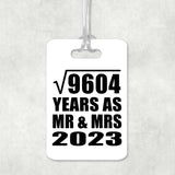 98th Anniversary Square Root of 9604 Years As Mr & Mrs 2023 - Luggage Bag Tag