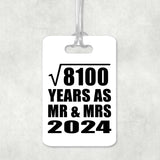 90th Anniversary Square Root of 8100 Years As Mr & Mrs 2024 - Luggage Bag Tag