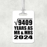 97th Anniversary Square Root of 9409 Years As Mr & Mrs 2024 - Luggage Bag Tag