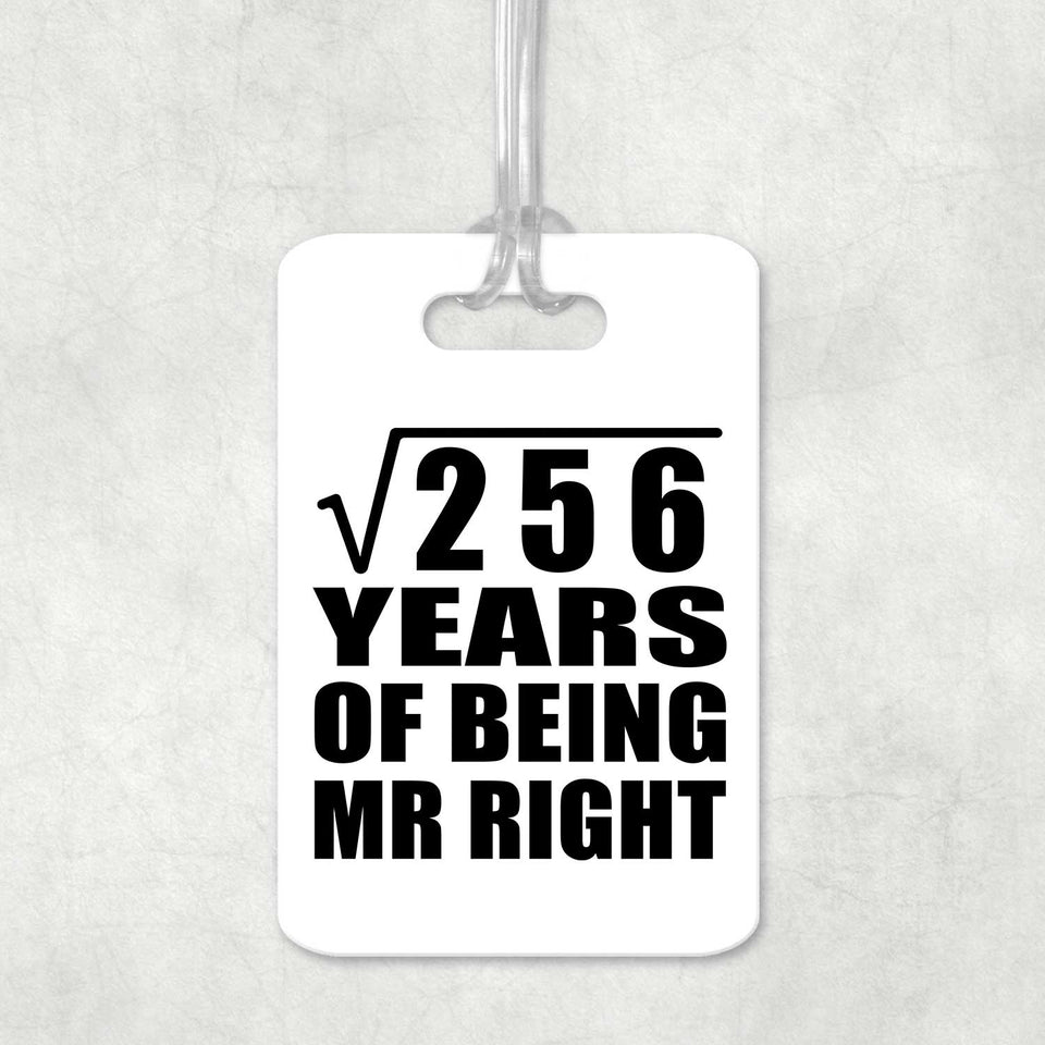 16th Anniversary Square Root of 256 Years of Being Mr Right - Luggage Bag Tag