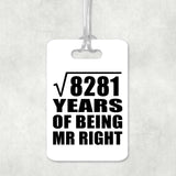 91st Anniversary Square Root of 8281 Years of Being Mr Right - Luggage Bag Tag