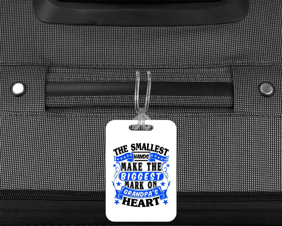 The Smallest Hands Make The Biggest Mark On Grandpa's Heart - Luggage Bag Tag