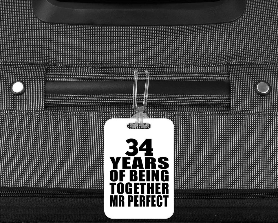 34th Anniversary 34 Years Of Being Mr Perfect - Luggage Bag Tag